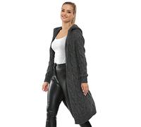 BESTITALIANUK Women Cable Knit Hooded Oversized Cardigan | Chunky heavyweight knit with open front design, long sleeves and knee length