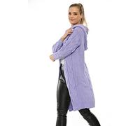BESTITALIANUK Women Cable Knit Hooded Oversized Cardigan | Chunky heavyweight knit with open front design, long sleeves and knee length