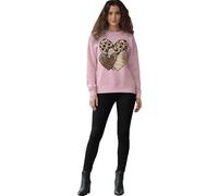 BESTITALIANUK Women’s 3 Leopard Print and Stripe inside the heart Sweatshirt Fleece Lined, Crew Neck Oversized Jumper with Leopard Love Heart Print Shirts Long Sleeve, Casual Wear for Women Tops Pink