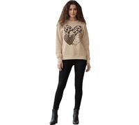 BESTITALIANUK Women’s 3 Leopard Print and Stripe inside the heart Sweatshirt Fleece Lined, Crew Neck Oversized Jumper with Leopard Love Heart Print Shirts Long Sleeve, Casual Wear for Women Tops