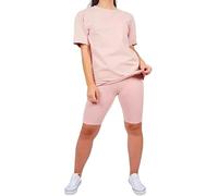 BESTITALIANUK Womens Oversized Plain T-Shirt Cycling Short 2 Pcs Set Ladies Gym Sports Active Loungewear Co-ords Suit