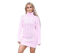 BESTITALIANUK Womens Polo Roll Neck Jumper Top Long Sleeves Cable Knitted Mini Bodycon Dress Plus Size 8-22