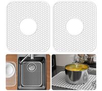 Bestjing 2 Pack Silicone Sink Protectors for Kitchen Sink -12" 13" 16" 18" 19" 24" 26" 28" 30", Non-Slip Heat Resistant Mat for Bottom of Farmhouse Stainless Steel (13.58"x11.6"Center Drain, White)