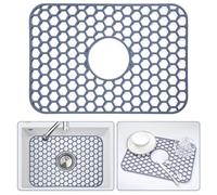 Bestjing Silicone Sink Protectors for Kitchen Sink -12" 13" 16" 18" 19" 24" 26" 28" 30", Non-Slip Heat Resistant Mat for Bottom of Farmhouse Porcelain Stainless Steel (18.2"x12.5" Center Drain, Gray)