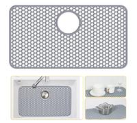 Bestjing Silicone Sink Protectors for Kitchen Sink with Rear Drain - 26"x 14" Kitchen Protector Accessory, Non-Slip Heat Resistant Grid Mat for Bottom of Farmhous Peorcelain Stainless Steel(Rear Hole)