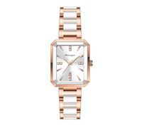BESTKANG Classic Simplicity Rectangle Women Watches Elegant Ladies Dress Watches with Unique Stainless Steel Band, White, Fashion
