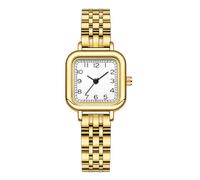 BESTKANG Small Ladies Watch Easy Reader Arabic Numerals Dial Watch with Stainless Steel Band Waterproof Square Analog Quartz Watches for Women, Gold White, Fashion Retro