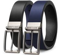 BESTKEE Mens Reversible Leather Belt, Leather Belts for men 1.38" Wide with Rotated Buckle, Great for Jeans,Casual & Business Work