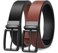 BESTKEE Mens Reversible Leather Belt, Leather Belts for men 1.38" Wide with Rotated Buckle, Great for Jeans,Casual & Business Work