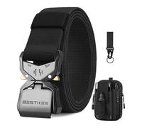 BESTKEE Men's Tactical Belt 1.5 Inch Heavy Duty, Nylon with Quick-Release Metal Buckle, Includes Tactical Molle Pouch
