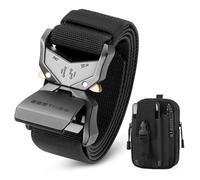 BESTKEE Men's Tactical Belt, 3.8cm Work Belt, Military Style with Quick Release Metal Buckle,Gift with Tactical Molle Pouch