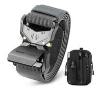 BESTKEE Men's Tactical Belt, 3.8cm Work Belt, Military Style with Quick Release Metal Buckle,Gift with Tactical Molle Pouch