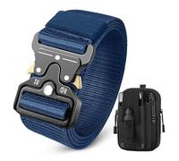 BESTKEE Men's Tactical Belt, 3.8cm Work Belt, Military Style with Quick Release Metal Buckle,Gift with Tactical Molle Pouch