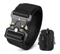 BESTKEE Men's Tactical Belt, 3.8cm Work Belt, Military Style with Quick Release Metal Buckle,Gift with Tactical Molle Pouch