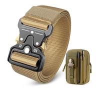 BESTKEE Men's Tactical Belt, 3.8cm Work Belt, Military Style with Quick Release Metal Buckle,Gift with Tactical Molle Pouch