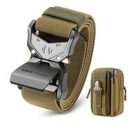 BESTKEE Men's Tactical Belt, 3.8cm Work Belt, Military Style with Quick Release Metal Buckle,Gift with Tactical Molle Pouch