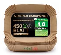 Bestlab Airfryer Baking Paper for Hot Air Fryer, 22 x 14 cm Rectangular Disposable Paper, Suitable for Standard Hot Air Fryers, Kitchen & Air Fryer Accessories [ Test Very Good Grade 1.0 *] Set of 450