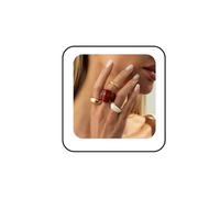 Bestleey Chunky Adjustable Open Ring for Women Vintage Resin Geometric Ring Boho Statement Ring Set CZ Fashion Classic Jewelry Accessories, Metal, No Gemstone