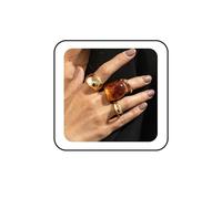 Bestleey Chunky Adjustable Open Ring for Women Vintage Resin Geometric Ring Boho Statement Ring Set CZ Fashion Classic Jewelry Accessories, Metal, No Gemstone