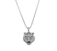 Bestleey Vintage Tiger Necklace Stainless Steel Tiger Head Pendant Necklace Gothic Punk Hip Hop Animal Tigers Necklace for Men and Women, L, Copper, No Gemstone