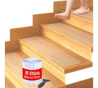 BestLink 15 x 80 cm Stair Treads Mats Non-Slip Stairs, Pack of 15 Transparent Stair Mats Self-Adhesive, Waterproof Non-Slip Stair Strips Non-Slip Tape for Wooden Steps, Floor