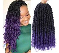 Bestlove Purple Passion Twist Crochet Hair 14 Inch 8 Packs Black Purple Pre Twisted Passion Twist Crochet Hair Prelooped Purple Ombre Crochet Twists Hair for Black Women