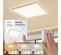 BestLuz LED Ceiling Light Level 3 CCT 42 x 42 cm 3000K/4000K/6500K 24W 2800lm ip44 LED Flat Panel Ceiling Light with LED Backlight Effect for Living Room, Bedroom, Kitchen, Bathroom, Ultra Slim