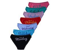 Bestmaple 7 Pack Women Knickers Cotton Underwear Ladies Panties Week Days Printed Briefs (XL) Black