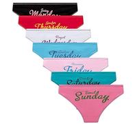 Bestmaple 7 Pack Women's Cotton Underwear Ladies Knickers Briefs with Weekdays Printed