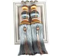 Bestmemories Curtain Tie Backs Paired Lantern Single Hanging Ball Tassels Curtains Buckle Sling Binding Lantern Tiebacks Handcrafted Braided Buckle Drapery Curtain Holdbacks (Light Blue)