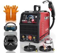 BESTMIG 135A Welder 3 in 1 Compatible with 110V MIG Welding Machine with IGBT Inverter Digital Display LED MIG/Lift TIG/Stick Capacities (Red Black, MIG Welder 135A)