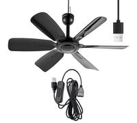 bestmoument 17.7" Inch Small Portable Ceiling Fan with ON/OFF switch, USB Plug In, 5V DC Powered, 6 Blades, Indoor/Outdoor RV Camping Tent Canopy, Gazebo，Beach，Hanging, Quiet,black