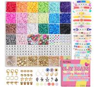 BestNow Bracelet Making Kit 5000 Pcs Friendship Bracelet Kits Flat Beads for Jewelry Making Polymer Heishi Beads Set for Bracelet Necklace DIY Crafts Gift for Girls Ages 6-12