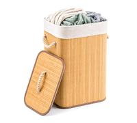 Besto Bamboo Laundry Basket | (66L Capacity) Rectangular Collapsible Laundry Basket with Lid | Laundry Hamper with Carry Handles & Removable Laundry Bag | Wooden Laundry Basket for Everyday Washing