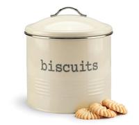 Besto Biscuit Tin Airtight | Biscuit Barrel with Stainless Steel Lid & Airtight Seal | Biscuits Tin & Jar for Storing Cookies & Rusks (Cream Round)