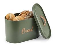 Besto Bread Bin for Kitchen | Green Large Metal Bread Box with Copper Coated Handle for Storing Breads & Slices | Aesthetically Beautiful Bread Bin Vintage