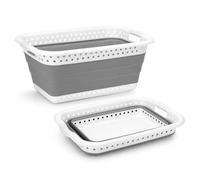 Besto Collapsible Laundry Basket 58L, Foldable Washing Basket with Handles | Folds flat to 8cm for storage, Wipe clean plastic, soft grip handles, Open size 61.5L x 44W x 26.5cm, Great for small homes