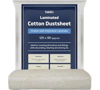 Besto Dust Sheets for Decorating Waterproof 12ft x 9ft Twill Laminated Polythene Backed Reusable Paint Sheets for Furniture, Painting, Floor, Staircase and DIY Projects