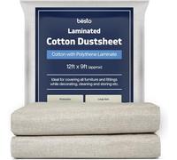 Besto Dust Sheets for Decorating Waterproof 12ft x 9ft Twill Laminated Polythene Backed Reusable Paint Sheets for Furniture, Painting, Floor, Staircase and DIY Projects (Pack of 2)