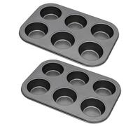Besto Muffin Tray | Non-Stick Muffin Tins for Baking Cup Cakes & Brownies | BPA-Free Deep Baking Moulds for Yorkshire Puddings, Pies & More (6 Cup Pack of 2)