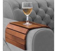 Besto Pack of 2 Foldable Sofa Arm Tray | Acacia Wooden Armrest Tray 37.5 x 25cm | Water & Scratch Resistant Armchair Tray | Sofa Armrest Organiser for Drinks, Remote, Snacks, Phone, & Magazine