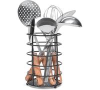 Besto Pack of 2 Utensil Holder for Kitchen | Black Coated Steel Cooking Utensil Storer| Steel Mesh Basket Cutlery Rack for Kitchen Forks, Knives, & Spoons