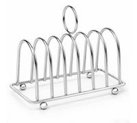 Besto Toast Rack 6 Slice | Chrome Toast Holder for Dining Table & Kitchen | Non Scratch Toast Rack for Air Fryer with Loop Carry Handle | Stainless Steel Bread Serving Stand