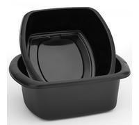 besto Washing Up Bowl for Sink | Set of 2 (7 & 9 Liter) Rectangle Kitchen Sink Bowls | Black Wash Up Basin Bowl for Kitchen Sinks