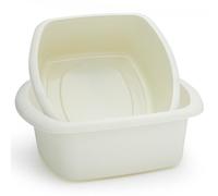 besto Washing Up Bowl for Sink | Set of 2 (7 & 9 Liter) Rectangle Kitchen Sink Bowls | Cream Wash Up Basin Bowl for Kitchen Sinks