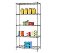 BestOffice 5 Tier Adjustable Wire Shelving Unit,Commercial Metal Shelf with Strong Steel for Restaurant Garage Pantry Kitchen Garage,Black