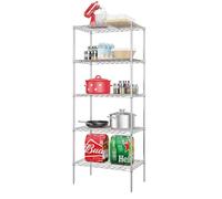 BestOffice 5 Tier Wire Shelving Unit Metal Shelf Organizer Heavy Duty Wire Rack Storage Unit Rack Utility for Bathroom Office Kitchen