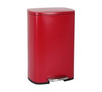 BestOffice 50 L Garbage Can Kitchen Trash Can with Lid for Office Bedroom Bathroom Step Trash Bin Fingerprint-Proof Brushed Stainless Steel，Red