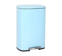 BestOffice 50 L Garbage Can Kitchen Trash Can with Lid for Office Bedroom Bathroom Step Trash Bin Fingerprint-Proof Brushed Stainless Steel，Blue