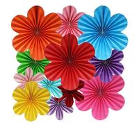 BestoFun 12 PCS Paper Flowers Fans Mexican Party Decorations Paper Flowers Decorations for Wall Girl Groovy Birthday Baby Shower Wedding Bachelorette Room Hanging Décor